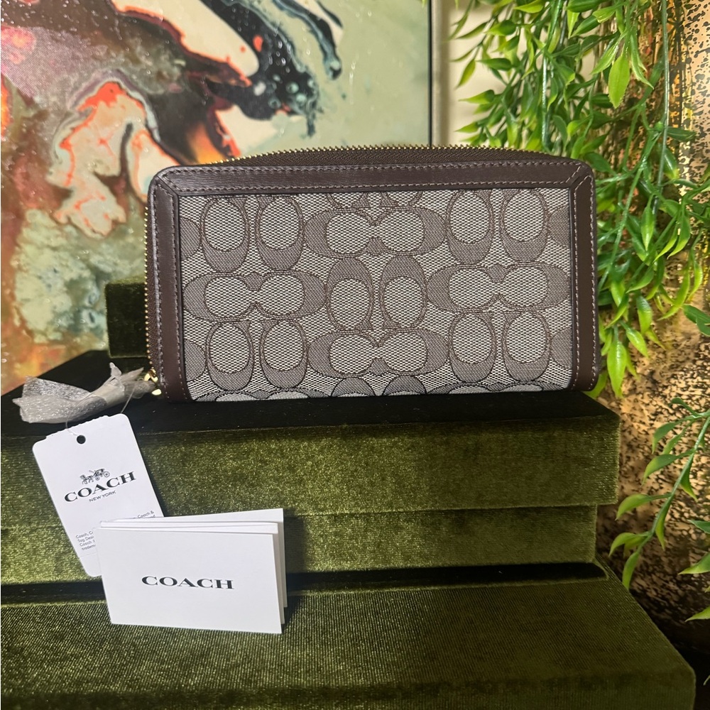 Coach Signature Brown and Gray Wallet / NWT